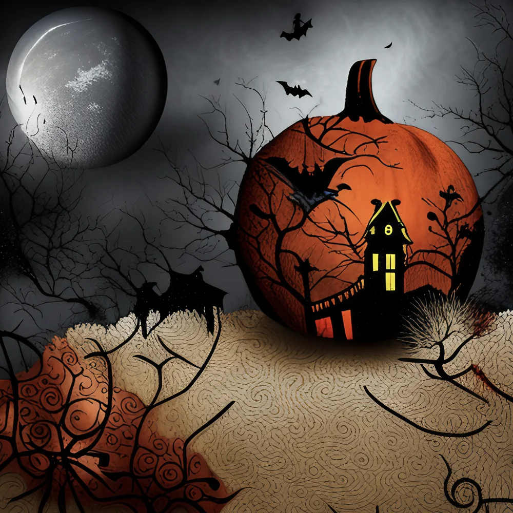 Halloween themed house illustration inside pumpkin representing property risks and hidden issues